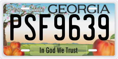 GA license plate PSF9639