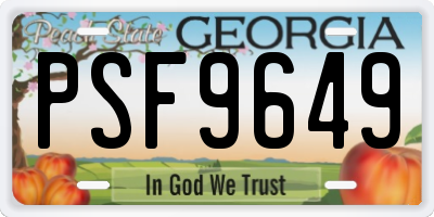 GA license plate PSF9649