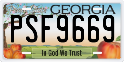 GA license plate PSF9669