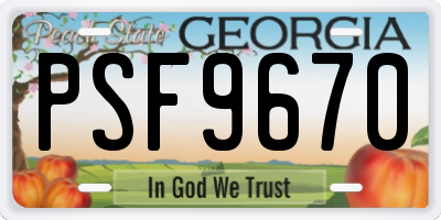 GA license plate PSF9670