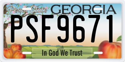 GA license plate PSF9671