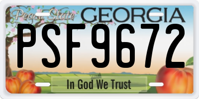 GA license plate PSF9672