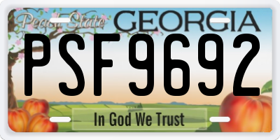 GA license plate PSF9692