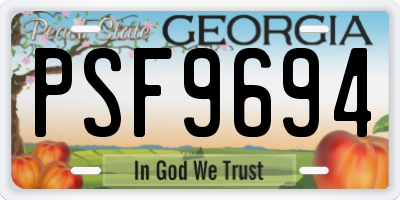 GA license plate PSF9694