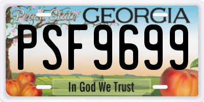 GA license plate PSF9699