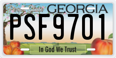 GA license plate PSF9701