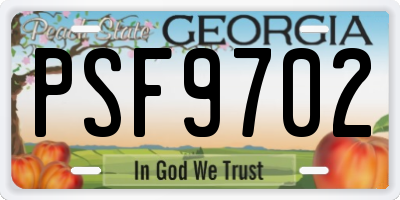 GA license plate PSF9702
