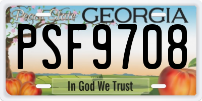 GA license plate PSF9708