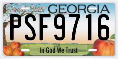 GA license plate PSF9716