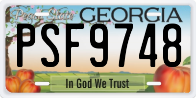 GA license plate PSF9748