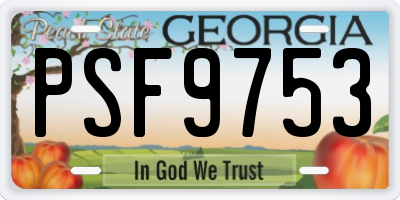 GA license plate PSF9753