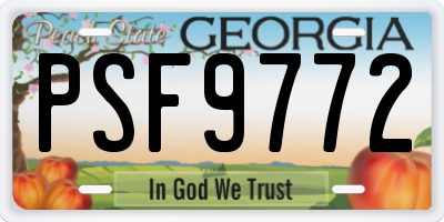 GA license plate PSF9772