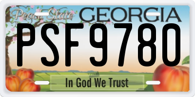 GA license plate PSF9780