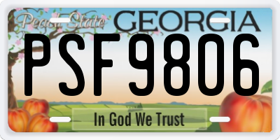 GA license plate PSF9806