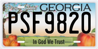 GA license plate PSF9820
