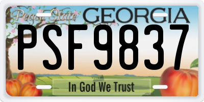 GA license plate PSF9837