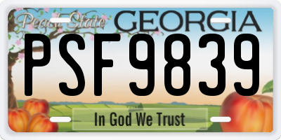 GA license plate PSF9839
