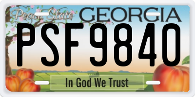 GA license plate PSF9840