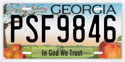 GA license plate PSF9846