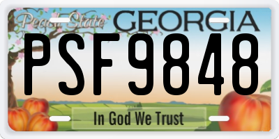 GA license plate PSF9848