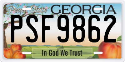 GA license plate PSF9862