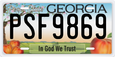 GA license plate PSF9869