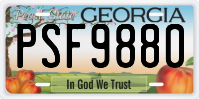 GA license plate PSF9880