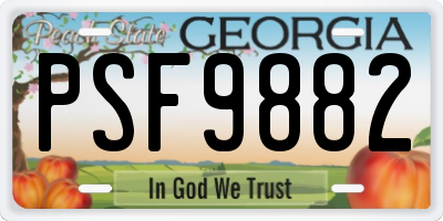 GA license plate PSF9882