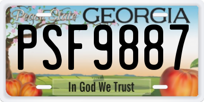 GA license plate PSF9887