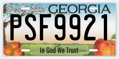 GA license plate PSF9921