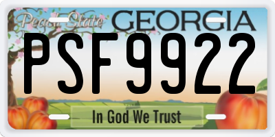 GA license plate PSF9922