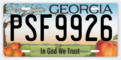 GA license plate PSF9926