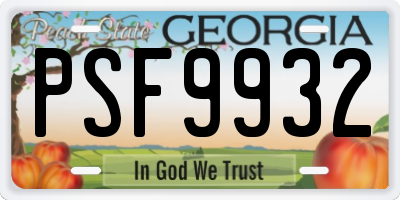 GA license plate PSF9932