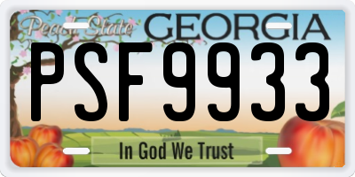 GA license plate PSF9933