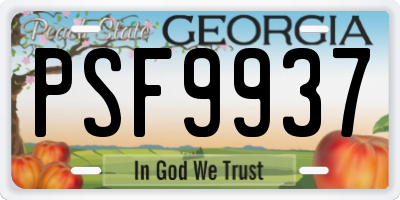 GA license plate PSF9937