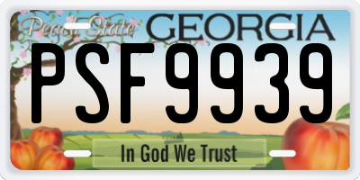 GA license plate PSF9939