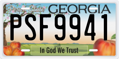 GA license plate PSF9941