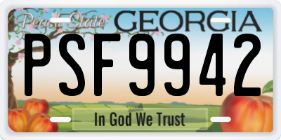 GA license plate PSF9942