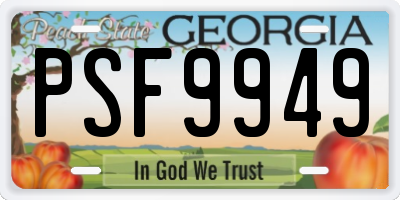 GA license plate PSF9949