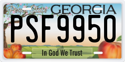 GA license plate PSF9950