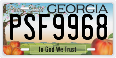 GA license plate PSF9968