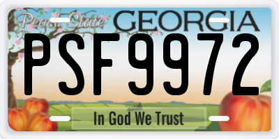 GA license plate PSF9972
