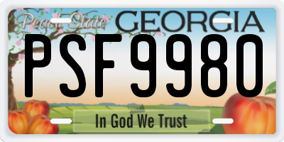 GA license plate PSF9980