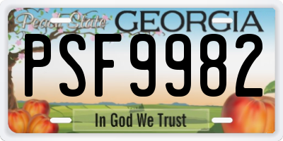 GA license plate PSF9982