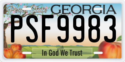 GA license plate PSF9983
