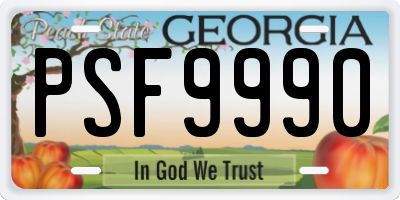 GA license plate PSF9990