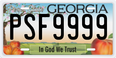 GA license plate PSF9999