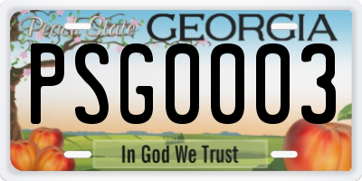 GA license plate PSG0003