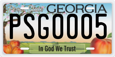 GA license plate PSG0005