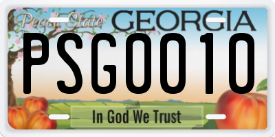 GA license plate PSG0010